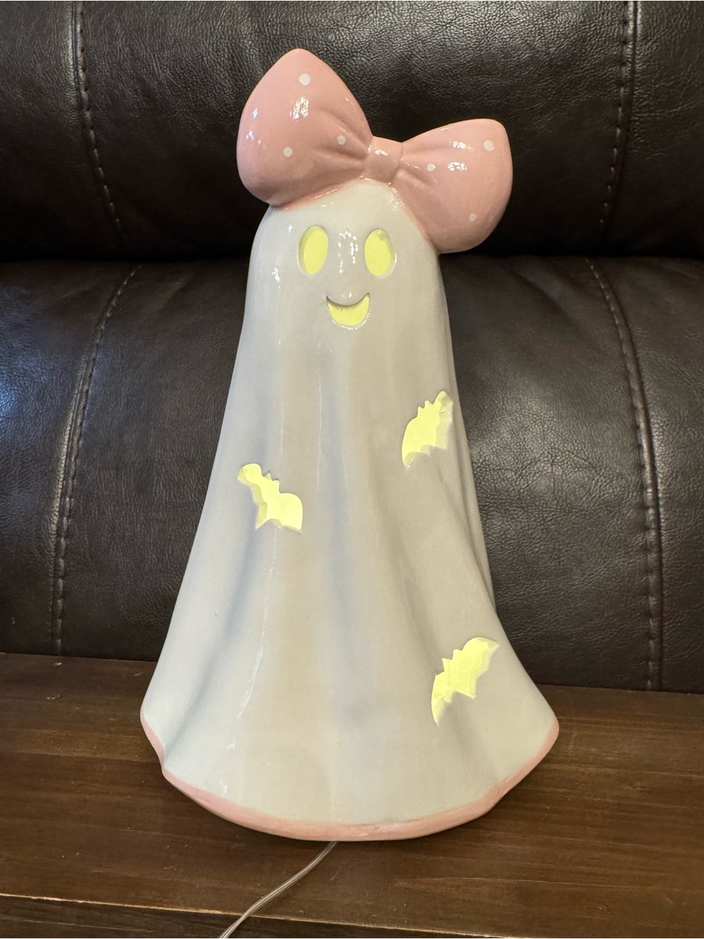 Pink Bow Ghost with pink bow - Pastel Halloween Decor